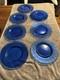 Vintage Colbalt Blue Fire And Ice Dinner And Salad Plates