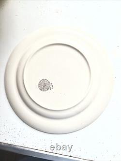 Vintage Dinner Plates French Saxon Cobalt And Gold Floral USA Set Of 7