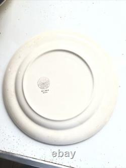 Vintage Dinner Plates French Saxon Cobalt And Gold Floral USA Set Of 7