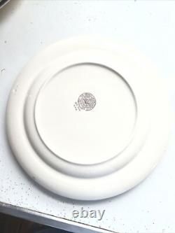 Vintage Dinner Plates French Saxon Cobalt And Gold Floral USA Set Of 7