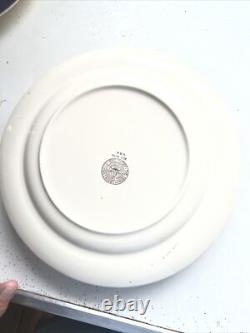 Vintage Dinner Plates French Saxon Cobalt And Gold Floral USA Set Of 7