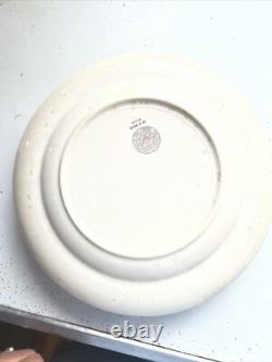 Vintage Dinner Plates French Saxon Cobalt And Gold Floral USA Set Of 7