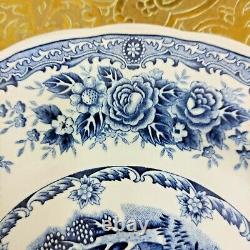 Vintage Double Phoenix Blue Nikko Ironstone Dinner Plates 4 Japan Castle & Flora
