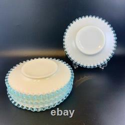 Vintage Fenton Aquacrest Plates Set of 6 milk glass plates 8 turquoise blue