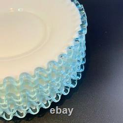 Vintage Fenton Aquacrest Plates Set of 6 milk glass plates 8 turquoise blue