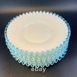 Vintage Fenton Aquacrest Plates Set of 6 milk glass plates 8 turquoise blue