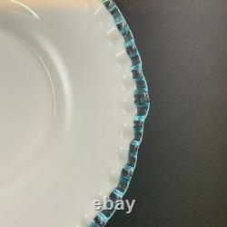 Vintage Fenton Aquacrest Plates Set of 6 milk glass plates 8 turquoise blue