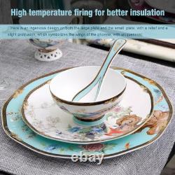 Vintage Floral Bone China Dinnerware Set for 4 Light Blue 12 Piece Set