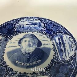 Vintage Flow Blue Plate Fisherman Wareham / Edward J. Jones, Onset Ma Store 1930