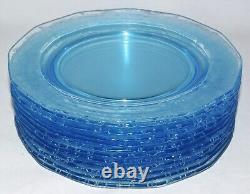 Vintage Fostoria Crystal Etched Versailles Azure Blue Dinner Plates (12) 9 3/8