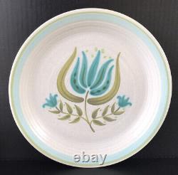 Vintage Franciscan Tulip Time (8) Dinner Plates 10 3/4 Mid Century Blue Flower