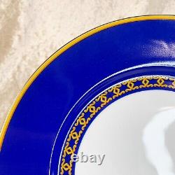 Vintage HERMES Dinner Plate Cocarde De Soie Blue Porcelain with Case