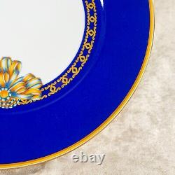Vintage HERMES Dinner Plate Cocarde De Soie Blue Porcelain with Case