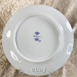 Vintage HERMES Dinner Plate Cocarde De Soie Blue Porcelain with Case