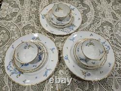 Vintage Haviland Montmery Forget Me Not Porcelain Dinnerware set 40pcs