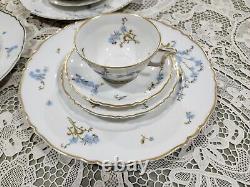 Vintage Haviland Montmery Forget Me Not Porcelain Dinnerware set 40pcs