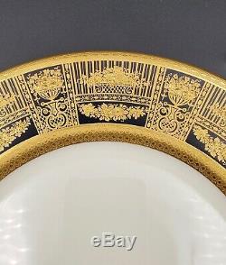 Vintage Lenox Raised Gold Encrusted Cobalt Blue 10.5 Dinner Plate #1830/X. 114. B
