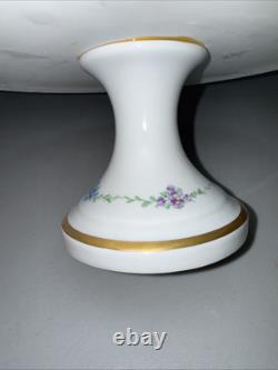 Vintage Limoges France 12 Blue & Gilt Rimmed Flowers Floral Cake Pedestal Stand