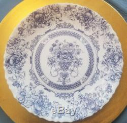 Vintage Lot of 4 Arcopal France Honorine Dinner Plates 10 3/4 Blue & White