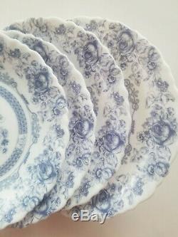 Vintage Lot of 4 Arcopal France Honorine Dinner Plates 10 3/4 Blue & White