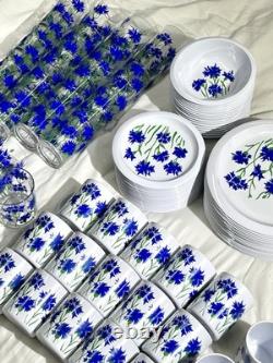 Vintage Melamine Cole & Mason Blue Cornflower England Dinnerware 90 Pieces
