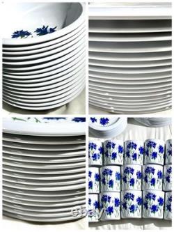 Vintage Melamine Cole & Mason Blue Cornflower England Dinnerware 90 Pieces