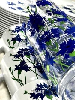 Vintage Melamine Cole & Mason Blue Cornflower England Dinnerware 90 Pieces