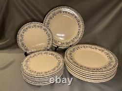 Vintage Moulin des Loups Faience'Blue Cherries' 7 each Dinner & Salad Plates