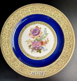 Vintage PT Bavaria Tirschenreuth Dinner Plates (12) Gold Scroll/Cobalt/Floral