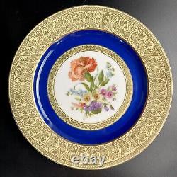 Vintage PT Bavaria Tirschenreuth Dinner Plates (12) Gold Scroll/Cobalt/Floral