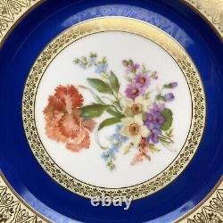 Vintage PT Bavaria Tirschenreuth Dinner Plates (12) Gold Scroll/Cobalt/Floral