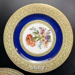 Vintage PT Bavaria Tirschenreuth Dinner Plates (12) Gold Scroll/Cobalt/Floral