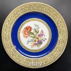 Vintage PT Bavaria Tirschenreuth Dinner Plates (12) Gold Scroll/Cobalt/Floral