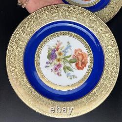 Vintage PT Bavaria Tirschenreuth Dinner Plates (12) Gold Scroll/Cobalt/Floral