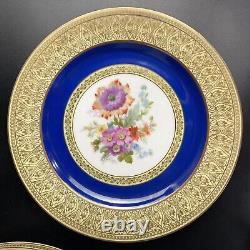 Vintage PT Bavaria Tirschenreuth Dinner Plates (12) Gold Scroll/Cobalt/Floral