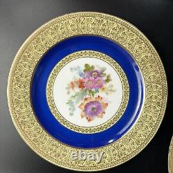 Vintage PT Bavaria Tirschenreuth Dinner Plates (12) Gold Scroll/Cobalt/Floral