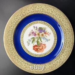 Vintage PT Bavaria Tirschenreuth Dinner Plates (12) Gold Scroll/Cobalt/Floral