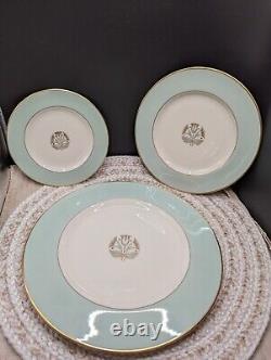 Vintage Pickard Malvern China 5 Piece Setting 1956 USA Tiffany Blue Rim 1005