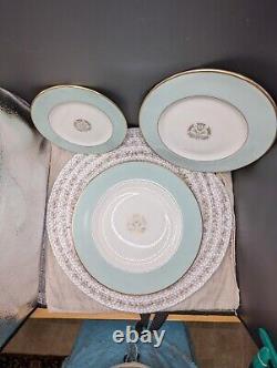 Vintage Pickard Malvern China 5 Piece Setting 1956 USA Tiffany Blue Rim 1005