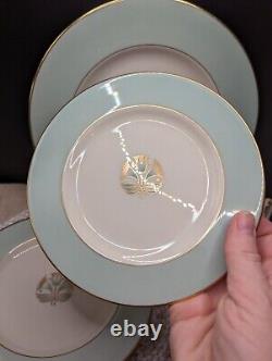 Vintage Pickard Malvern China 5 Piece Setting 1956 USA Tiffany Blue Rim 1005