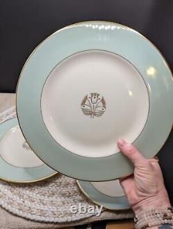 Vintage Pickard Malvern China 5 Piece Setting 1956 USA Tiffany Blue Rim 1005