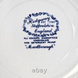 Vintage Ridgway Staffordshire Marlborough Dinner Plates Cobalt Blue Set of (4)