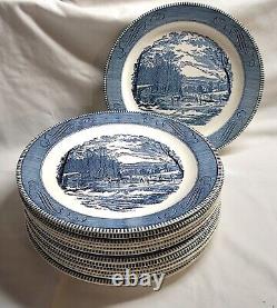 Vintage Royal China Currier And Ives Lot Of (13) 12.25 Chop Dinner Plates