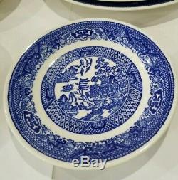 Vintage Set 22 pc Blue Willow Dinner Wares Plates, Cups Royal China Underglaze