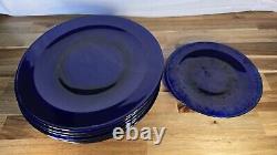 Vintage Set Heavy Cobalt Sapphire Blue Glass Dinner Plates 12 8pc And8.75 2pc