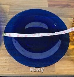 Vintage Set Heavy Cobalt Sapphire Blue Glass Dinner Plates 12 8pc And8.75 2pc