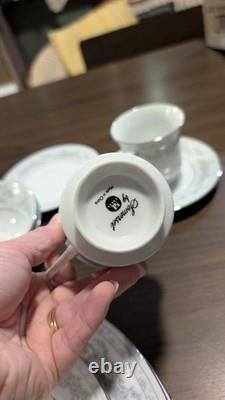 Vintage Set Of 10 Somerset China by NL Excel. Blue floral print with silver trim