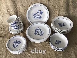 Vintage Set of 30 Pieces Pfaltzgraff Yorktowne Stoneware Dishes Blue Floral