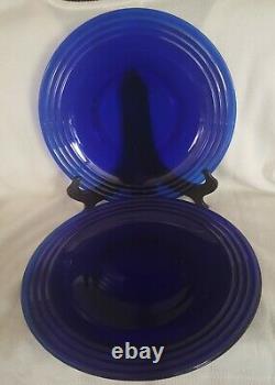 Vintage Set of 4 Cobalt Blue Bormioli Rocco Forum Saphir Dinner Plates 10 3/8