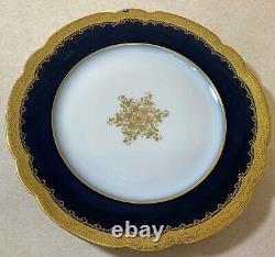 Vintage Set of 8 Limoges France Cobalt Blue & Gold Dinner Plate M. Redon